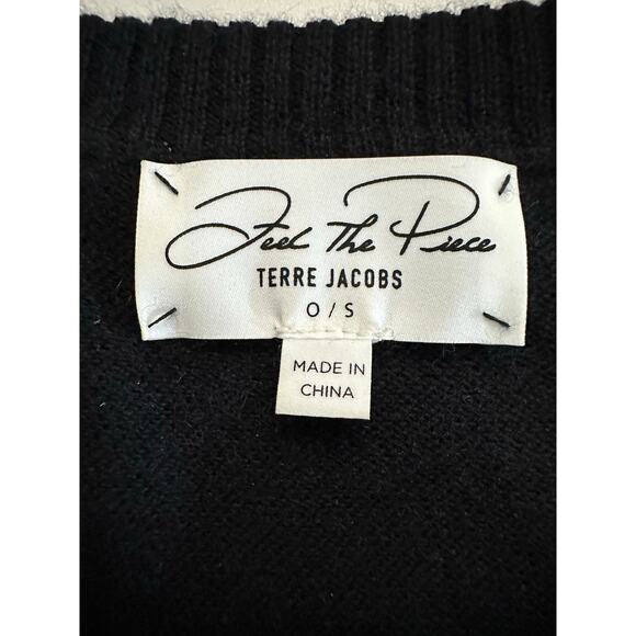 Feel‎ the Piece x Terre Jacobs O/S 100% Cashmere Black Sweater Criss Cross Back - Picture 4 of 9